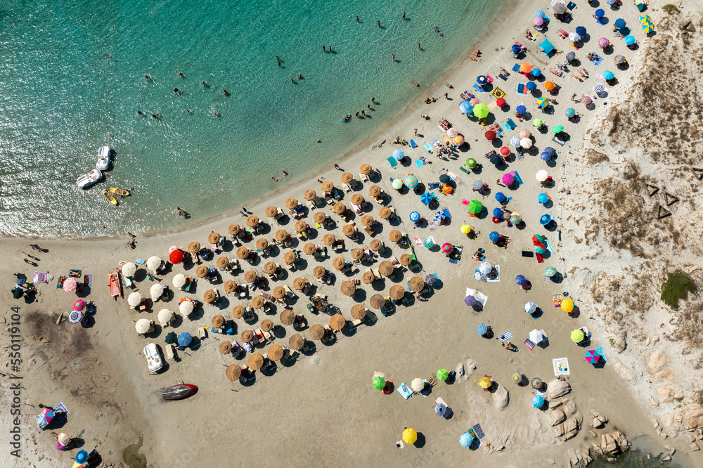 Punta Molentis Beach Top Down Aerial Punta Molentis Beach Top Down Aerial
