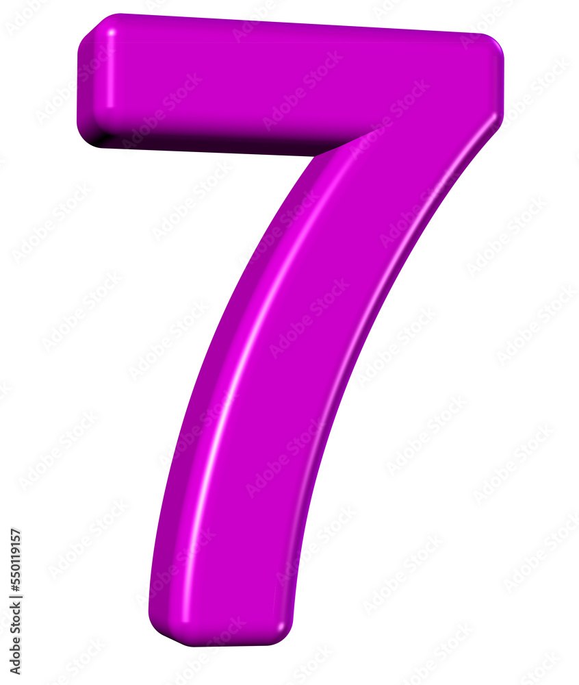 Number 7 in 3d pink color Number 7 in 3d pink color