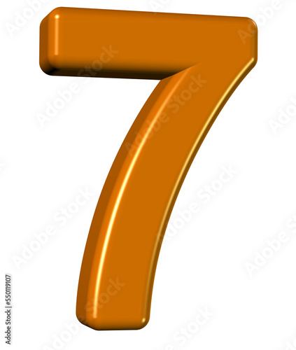 3d coffee colored number 7