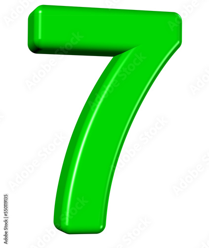 3d green number 7