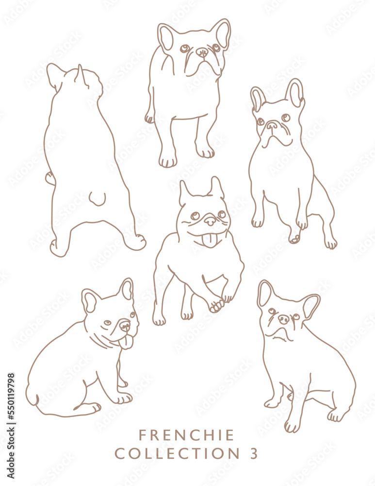 French Bulldog Outline Illustrations in Various Poses Stock Vector ...