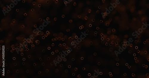 3d render with orange glowing spheres, soft focus