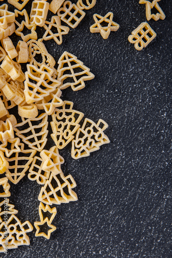 pasta christmas shape festive food spruce, star, santa, snowman delicious snack healthy meal food snack on the table copy space food background rustic top view pasta christmas shape festive food spruce, star, santa, snowman delicious snack healthy meal food snack on the table copy space food background rustic top view