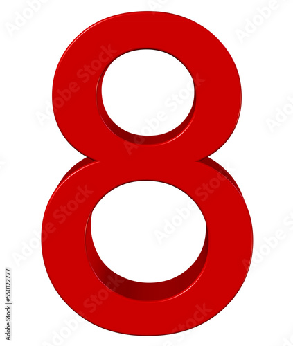 3d red number 8