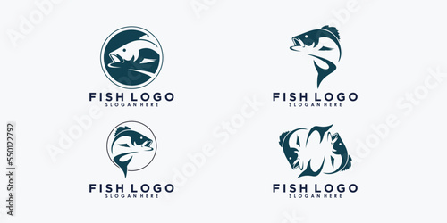set of fish logo design with template