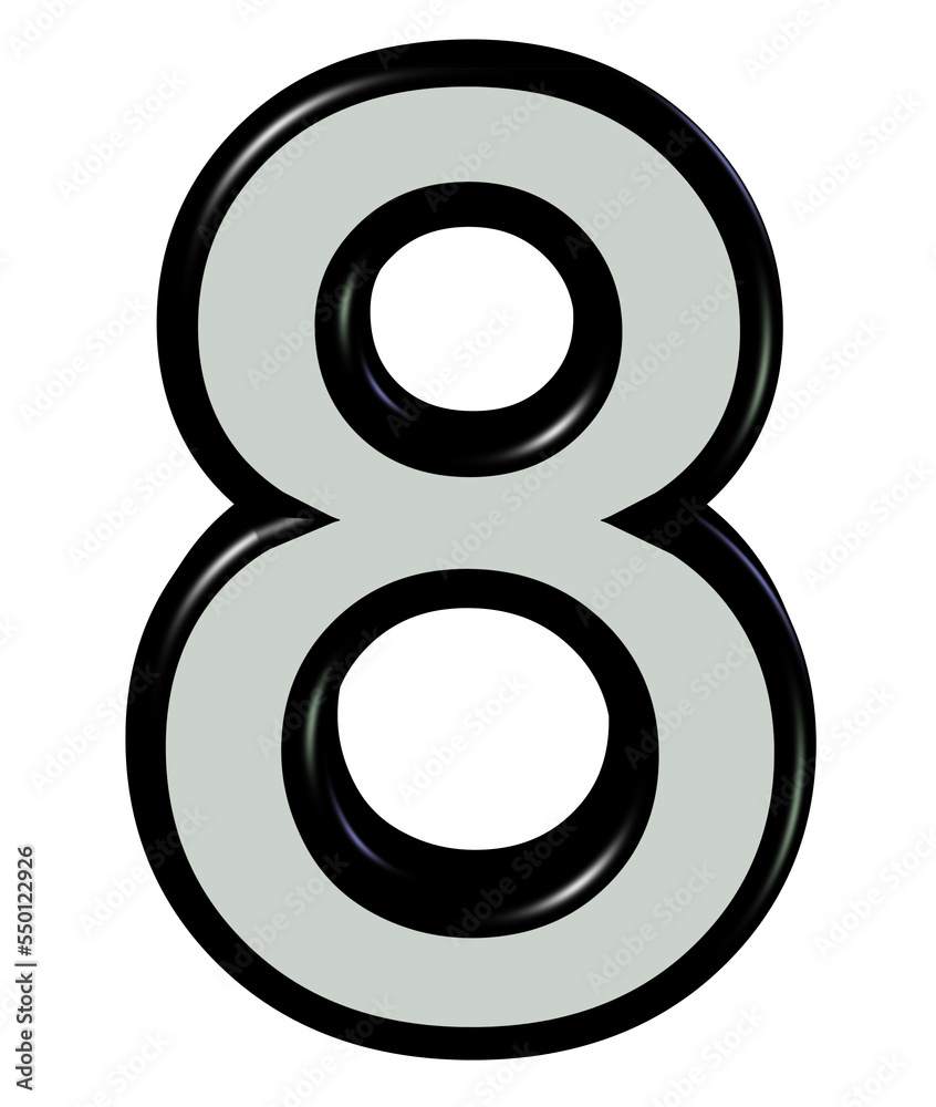 3d silver number 8 3d silver number 8