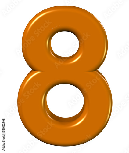 3d coffee colored number 8