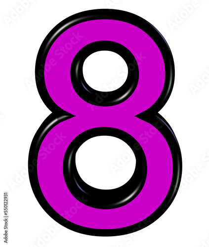 3d pink number 8