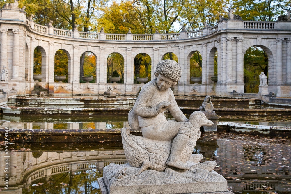 Fototapeta premium Figurine by the fairy tale fountain in the Volkspark Friedrichshain, in Berlin Germany