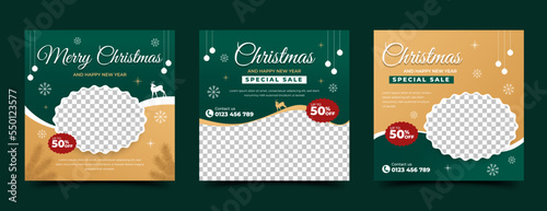 Christmas and New Year sale social media post template design collection