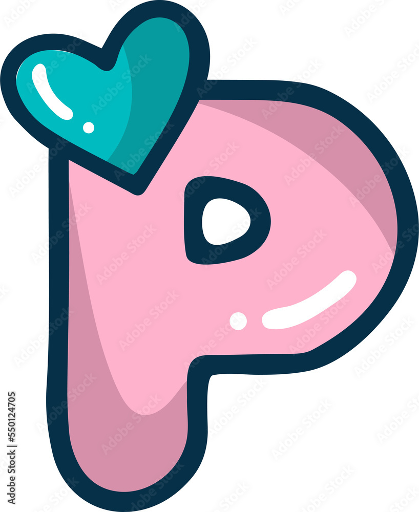 unicorn font, pink letter P with heart unicorn font, pink letter P with heart