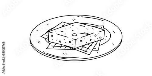 Sopa paraguaya in hand drawn doodle style. Paraguayan street food. Latin american food vector illustration.