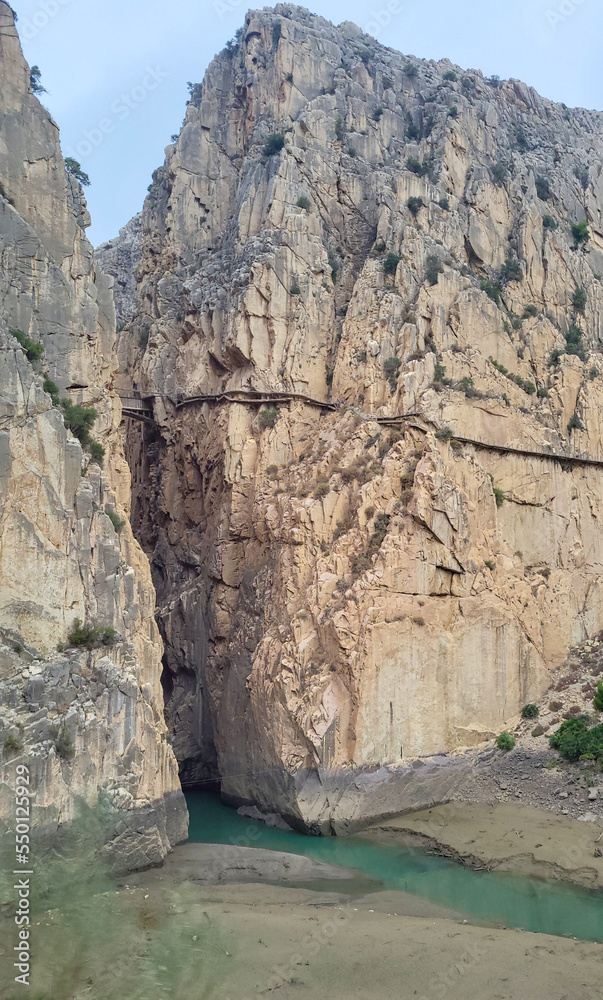 El Caminito Del Rey, The Kings Little Path, Malaga Province, Beautiful Views of El Chorro Gorge, Ardales, Malaga, Spain El Caminito Del Rey, The Kings Little Path, Malaga Province, Beautiful Views of El Chorro Gorge, Ardales, Malaga, Spain
