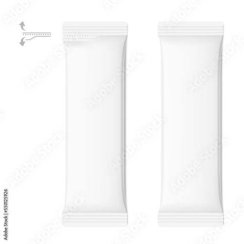 Blank snack bar mockups. Front view. Vector illustration isolated on white background. Can be use for food, medicine, cosmetic and etc. EPS10.