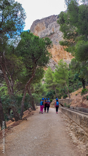 Caminito Del Rey, Spain, November 25, 2022: Visitors Walking Along the Worlds Most Dangerous Footpath Reopened in May 2015. Ardales, Spain.