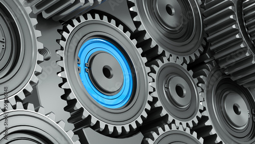 Tableau sur toile Dark mechanical background with many gears