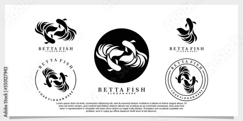 set of betta fish logo design with template