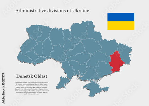 Vector map Ukraine and Donetsk oblast photo