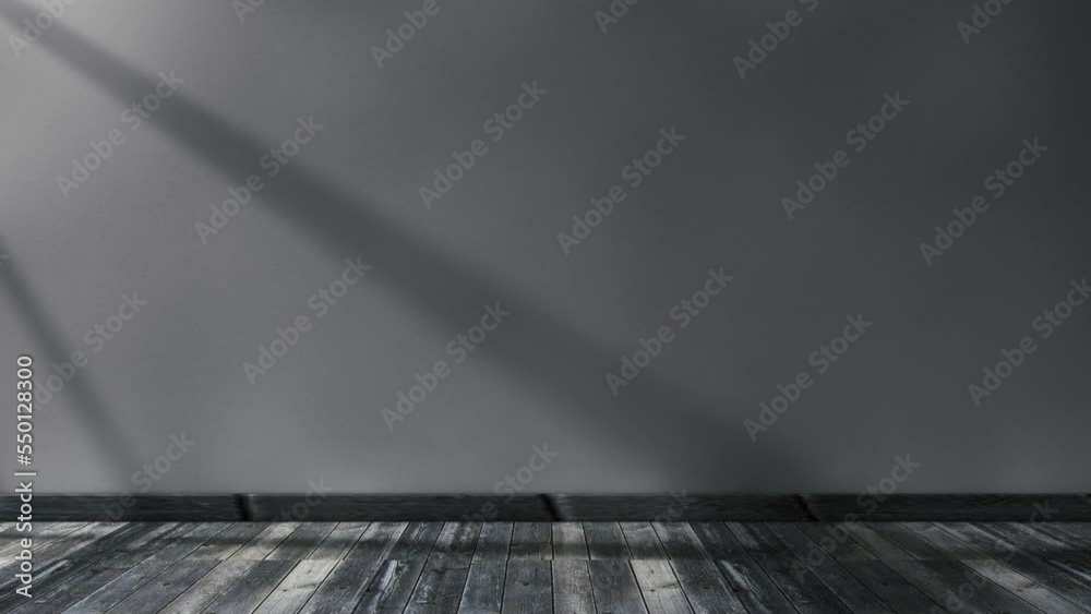 La luz del sol a través de la ventana y el fondo de la habitación interior de la casa. Arquitectura del hogar, suelo de madera y pared blanca.
