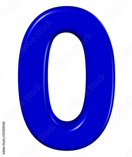 3d blue number 0