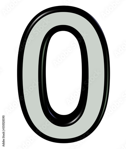 3d silver number 0