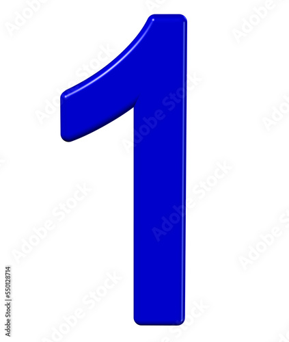 3d blue number 1
