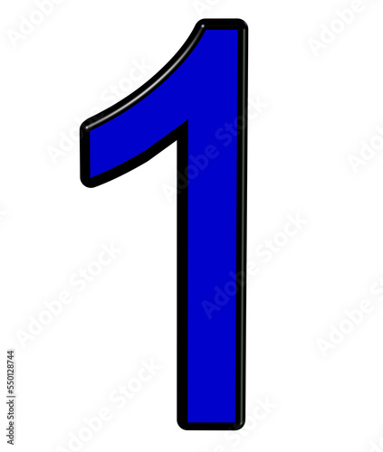 3d blue number 1