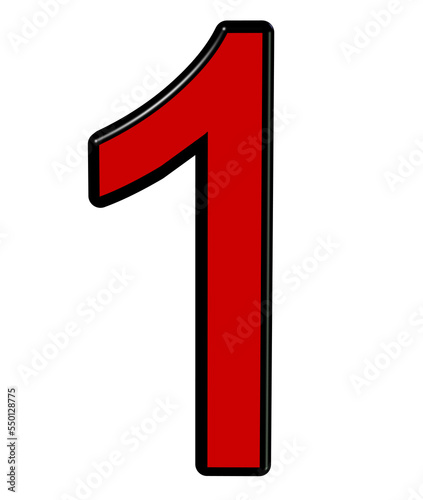 3d number 1 in red