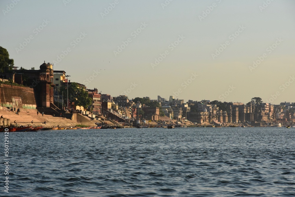 Fototapeta premium Panoramic view of Varanasi Ghats
