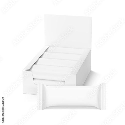 Show box with bars mockup. Vector illustration isolated on white background. Easy to use for your product. EPS10.	