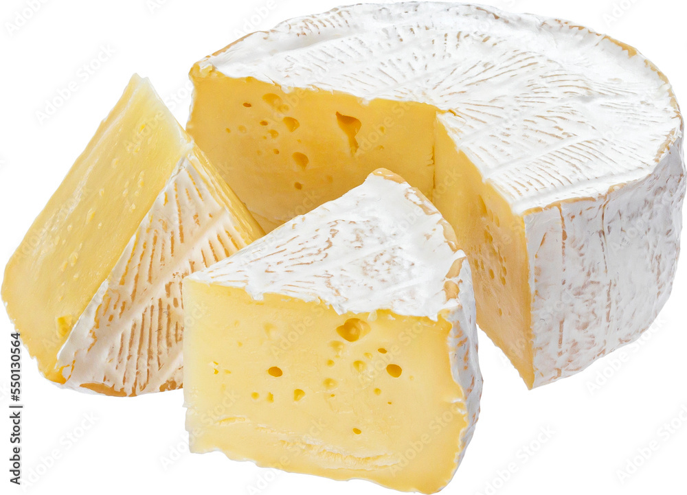 Camembert cheese isolated - obrazy, fototapety, plakaty 