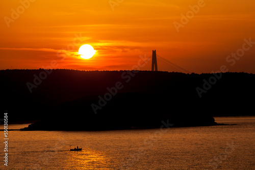 sunset over yavuz sultan selim bridge photo