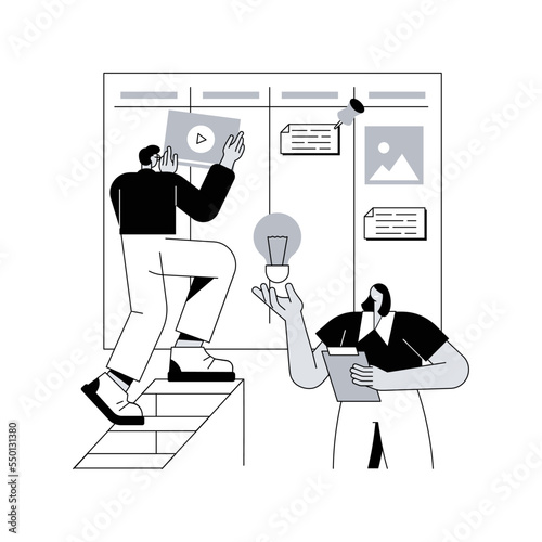 Content plan abstract concept vector illustration. Content marketing plan, online social media planner, writing blog post, smm software, promotion, digital business strategy abstract metaphor.