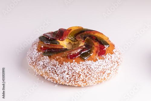 Rosca de reyes, king cake, glazed fruit, Provencal Galette des rois
