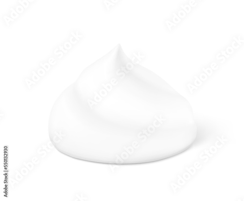 Creamy foam with realistic shadow. Vector illustration isolated on white background. Ready for use in your design. EPS10.	
