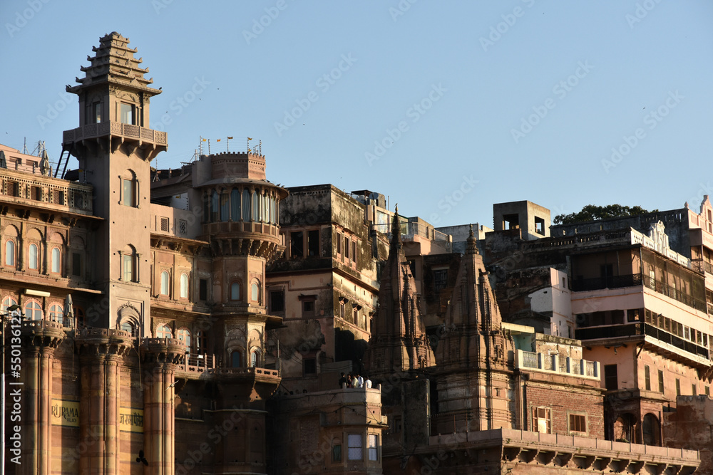 Panoramic view of Varanasi Ghats