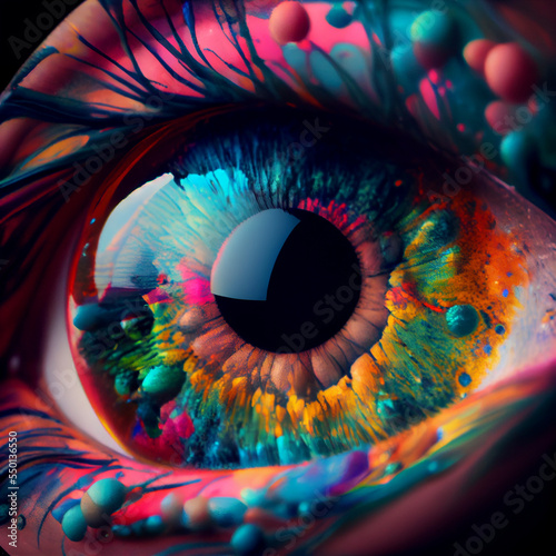 Close up of Human Eye Iris   Very Intense and Colorful 