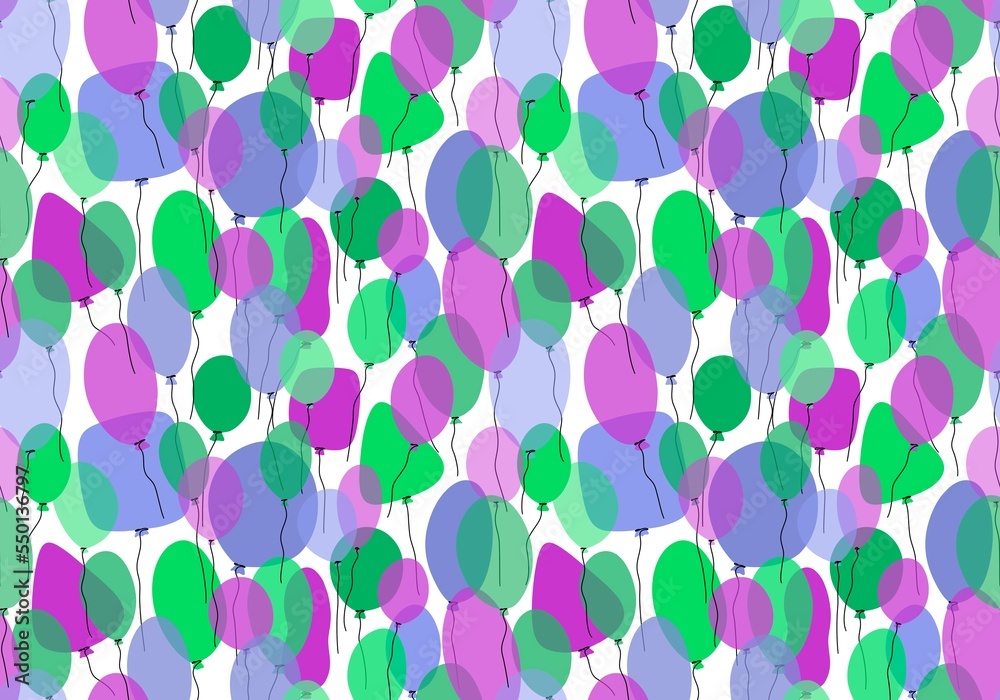 Fototapeta premium Festive cartoon seamless balloons pattern for wrapping paper and fabrics and linens and birthday packaging