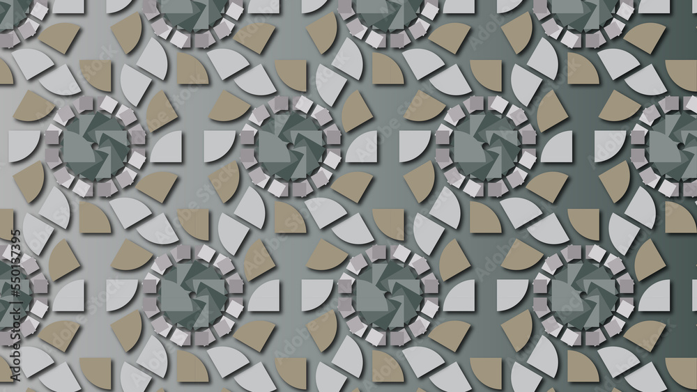 geometrical shape pattern background with decorative ornamental metallic illustrations / Desktop, wallpaper, texture, decoration