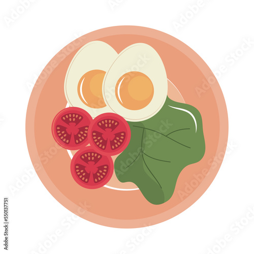 boiled eggs with vegetables