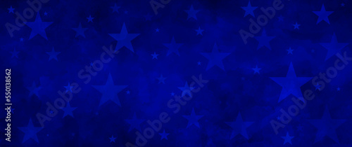 Blue Christmas vector watercolor background with stars. Luxury illustration for cover design, flyer, poster, banner. Merry Christmas! Happy New Year! Blue stars and watercolour texture backdrop.