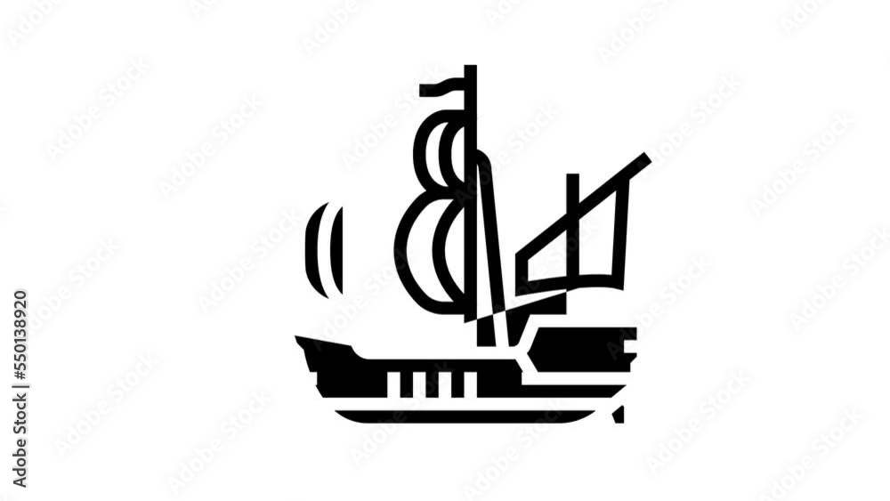 ship medieval line icon animation ship medieval line icon animation