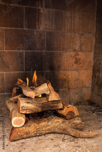 Bonfire lit for the future cooking of an Argentine barbecue