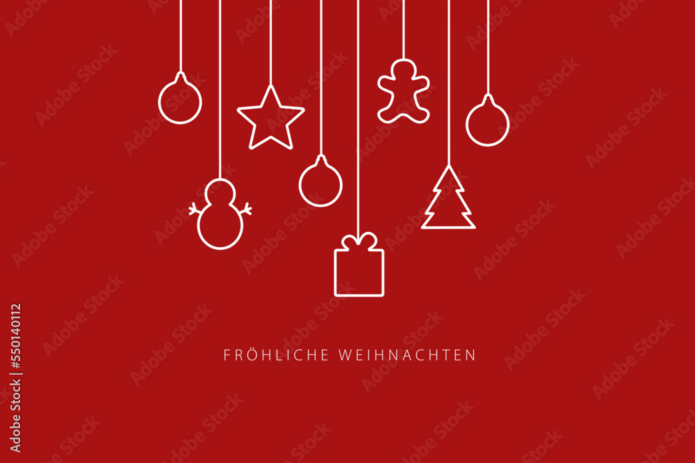 German text Fröhliche Weihnachten. Merry Christmas. Card template. Vector illustration