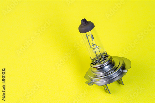 Automotive H7 lamp on color isolated background