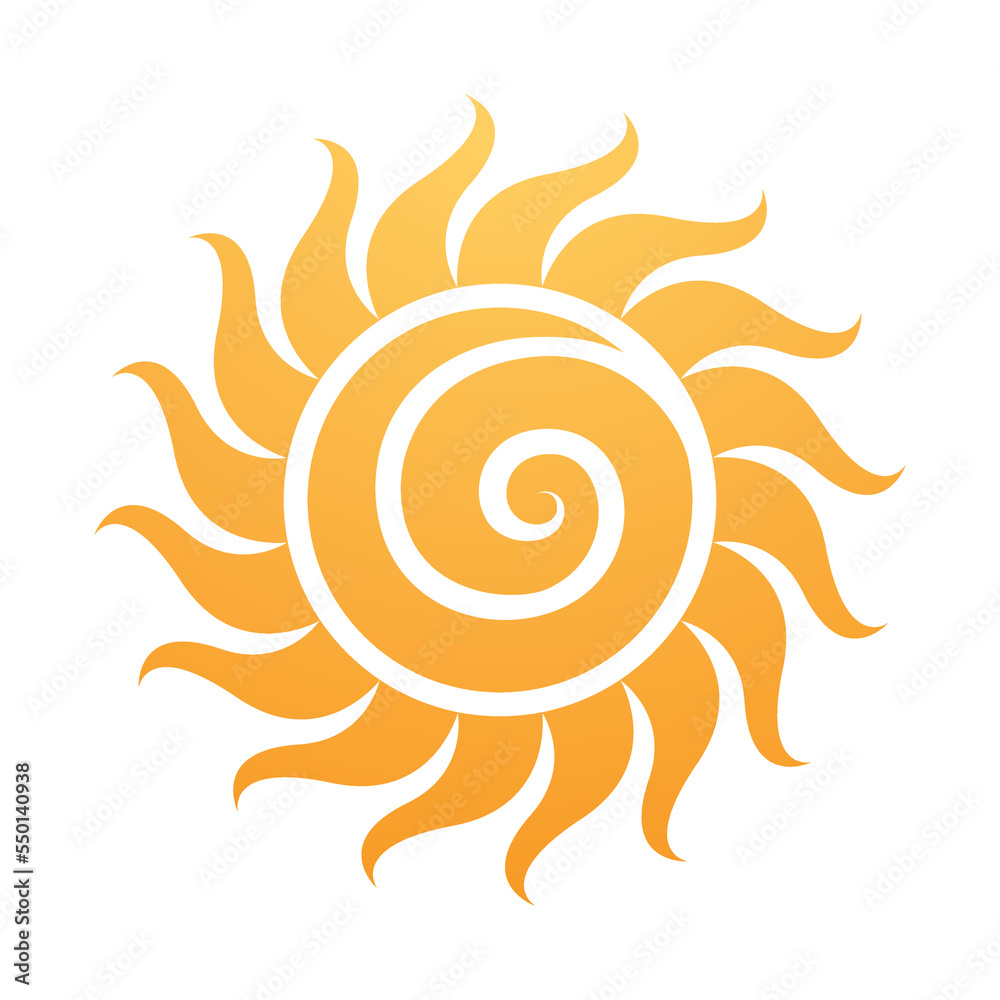 Curvy Yellow Sun Icon with a Spiral Curvy Yellow Sun Icon with a Spiral