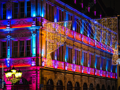 Fototapeta Naklejka Na Ścianę i Meble -  Christmas decorations in the streets of Strasbourg, the capital of Christmas. Christmas market.