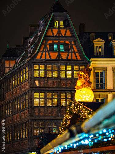 Christmas decorations in the streets of Strasbourg, the capital of Christmas. Christmas market.