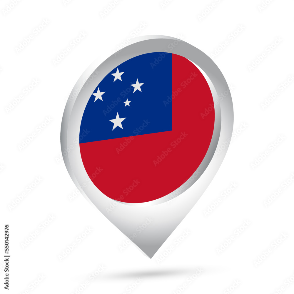 Fototapeta premium Samoa flag 3d pin icon