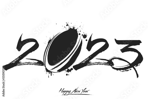 Happy New Year 2023 and rugby ball